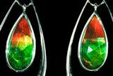 Ammolite Earrings with Sterling Silver and White Sapphires #181131-1